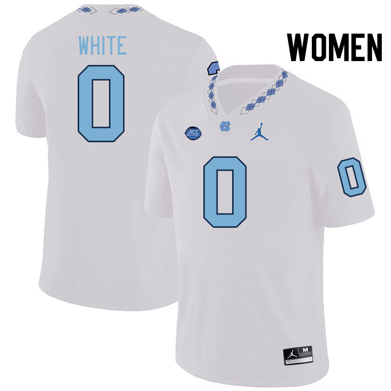 Women #0 Ty White North Carolina Tar Heels College Football Jerseys Stitched-White